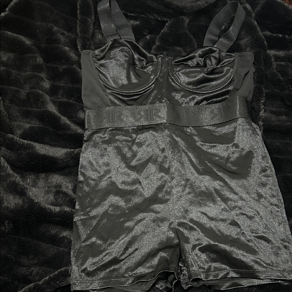 Elegant Black Satin Women's Romper